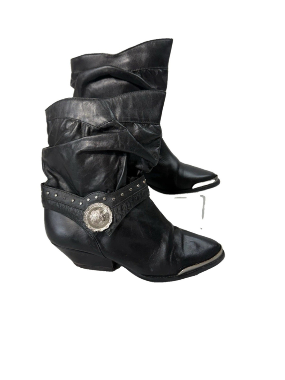 Paola Fellicce black leather slouch western boots Size 5 1/2 B